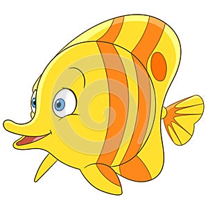 Tropical cartoon butterfly fish