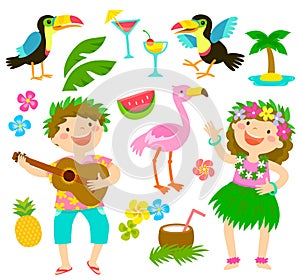 Tropical cartoon set