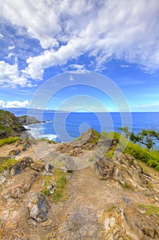 Tropical coast with ocean and island view