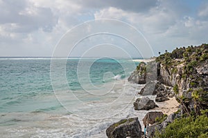 Tropical coast in Tulum Mexico photo