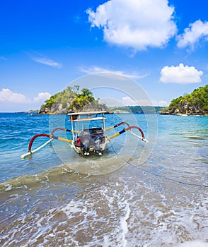 Tropical coastline of Nusa Penida island.