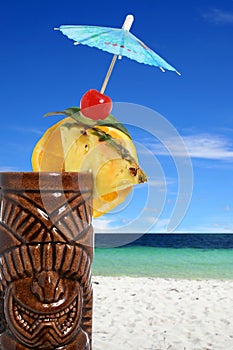 Tropical cocktail drink at the beach