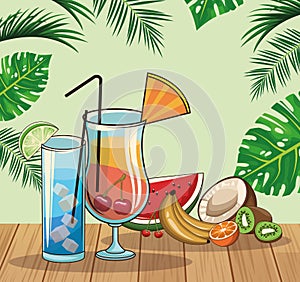 Tropical cocktail drinks