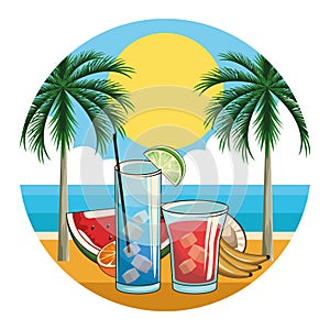 Tropical cocktail drinks icon