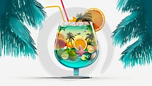 Tropical cocktail, fruit cocktail, summer, vacation