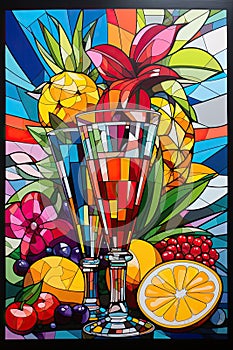 Tropical cocktail style of Romero britto