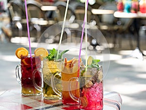 Tropical Cocktails On Table