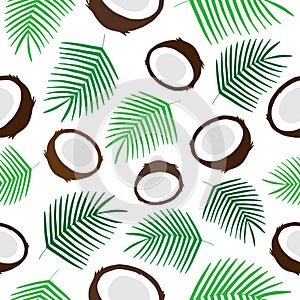 Tropical coconut seamless pattern vector