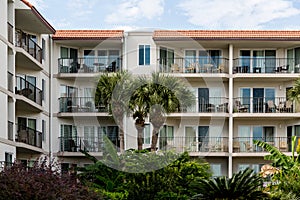 Tropical Condos with Furniture on Balconies