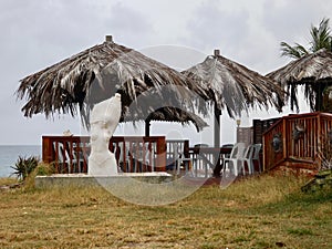 Tropical Deck With Palm Umbrellas