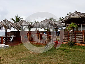 Tropical Deck With Palm Umbrellas
