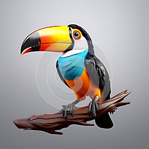 Tropical Elegance: 3D Render of a Toucan Bird Generated by AI in High Definition