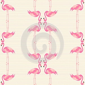 Tropical, exotic, Hawaiian pattern, seamless flamingo. Vector.