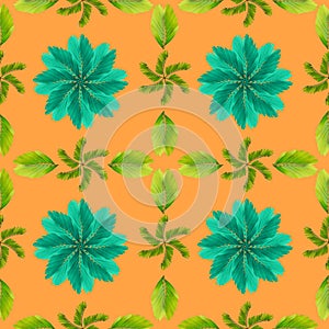 Tropical exotic plant leaf,green leaves pattern are made new color for nature concept,abstract background for textile and fabric