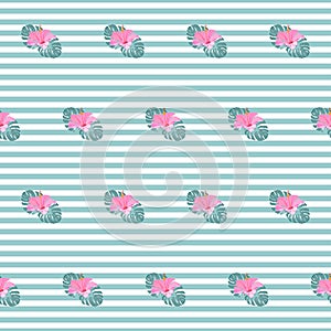 Tropical, exotic seamless pattern with palm leaves. Vector.