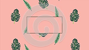 Tropical exotics leafs ecology animation in square frame cream background