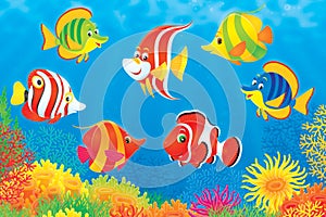 Tropical fish above a coral reef