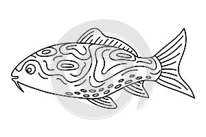 Tropical Fish Hand Drawn line art Coloring page