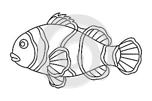 Tropical Fish Hand Drawn line art Coloring page