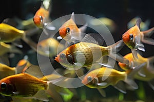 tropical fish school swimming gracefully in tank