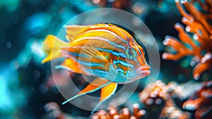 Tropical Fish Swimming in Coral Reef