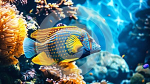 Tropical Fish Swimming in Coral Reef