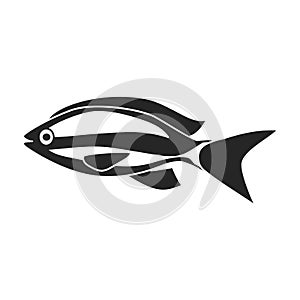 Tropical fish vector black icon. Vector illustration exotic aunafish on white background. Isolated black illustration