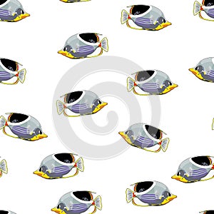 Tropical fish vector seamless pattern