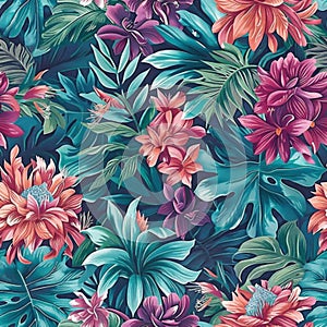 Tropical Floral Extravaganza: Lush Botanical Patterns photo