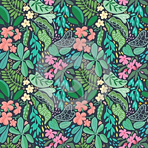 Tropical floral seamless pattern