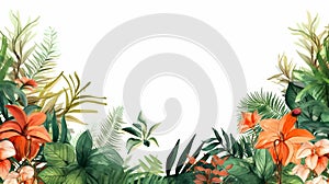 Tropical Floral Watercolor Wall Border - Minimalist Style
