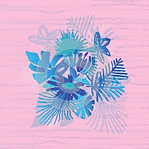 Tropical flower composition, duotone style