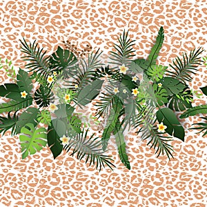 Tropical Flowers and animal pattern