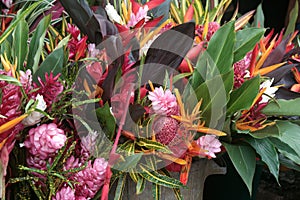 Tropical flowers, Market at Cacao, French Guiana.