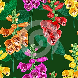 Tropical Flowers Seamless Pattern. Summer Floral Background with Tiger Lily Flower. Watercolor Blooming Design