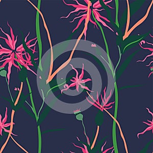 Tropical foliage and flowering plants pattern