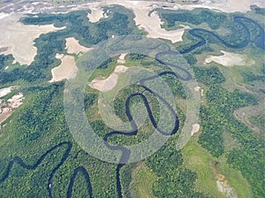 Tropical forest and deforestation areal view Papua New Guinea