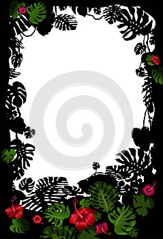 Tropical frame with flowers