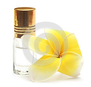 Tropical Frangipani with perfume bottle