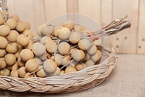 Tropical fruit Longan in the basket