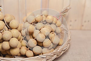 Tropical fruit Longan in the basket