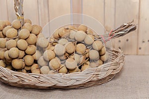 Tropical fruit Longan in the basket