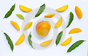 Tropical fruit, Mango  on white background