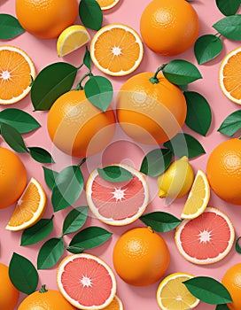 Tropical fruits background - pattern of colors