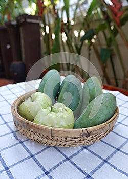 Tropical fruits in the basket