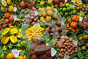 Tropical fruits at the Boqueria