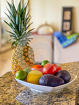 Tropical Fruits displayed in Bowl photo