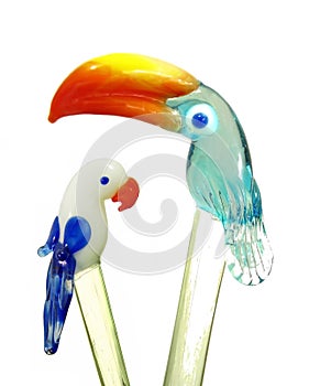 Tropical glass birds swizzle sticks