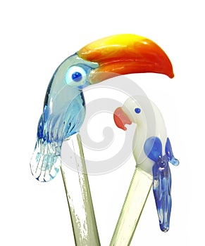 Tropical glass birds swizzle sticks