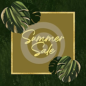 Tropical Gold Palm Leaf Summer Sale Graphic